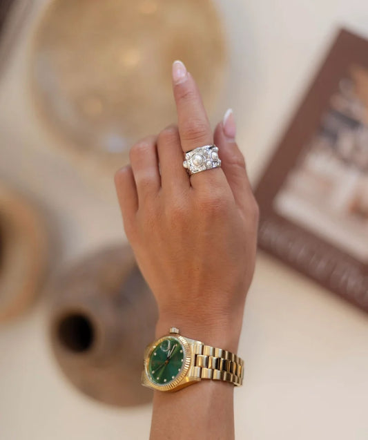 Chansuttpearls The Bella Ring Stainless Steel Water Resistant Silver Tone 0
