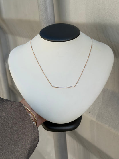 3T097P/1800 14K Rose Gold  Curved Bar Stackable Necklace 16"+2"  0