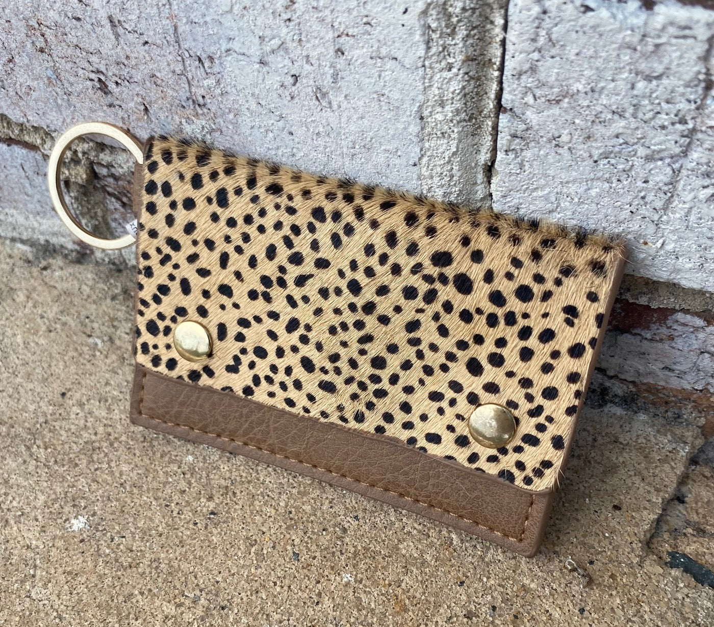 QD0001 Faux Leather Leopard Print Key Chain Wallet 0