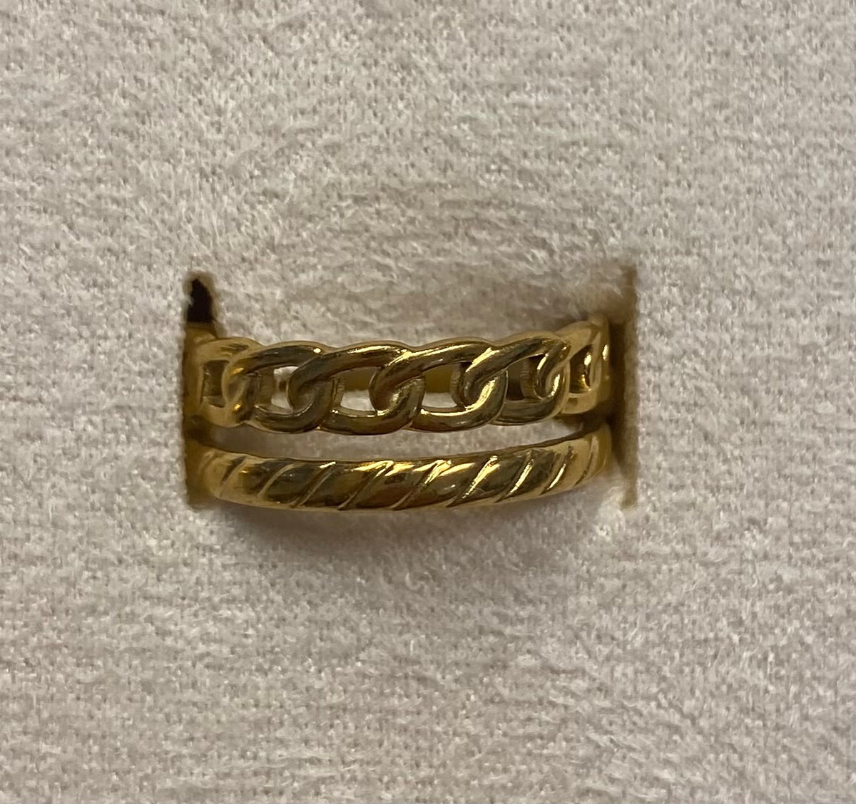 10158-15 Narelle 18K Yellow Gold Plated 2 Row Chain/Rope Adjustable Ring 0