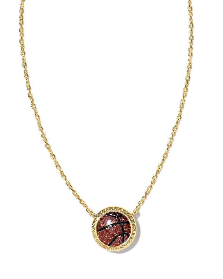 9608865262 Kendra Scott Basketball Necklace in Gold Tone
