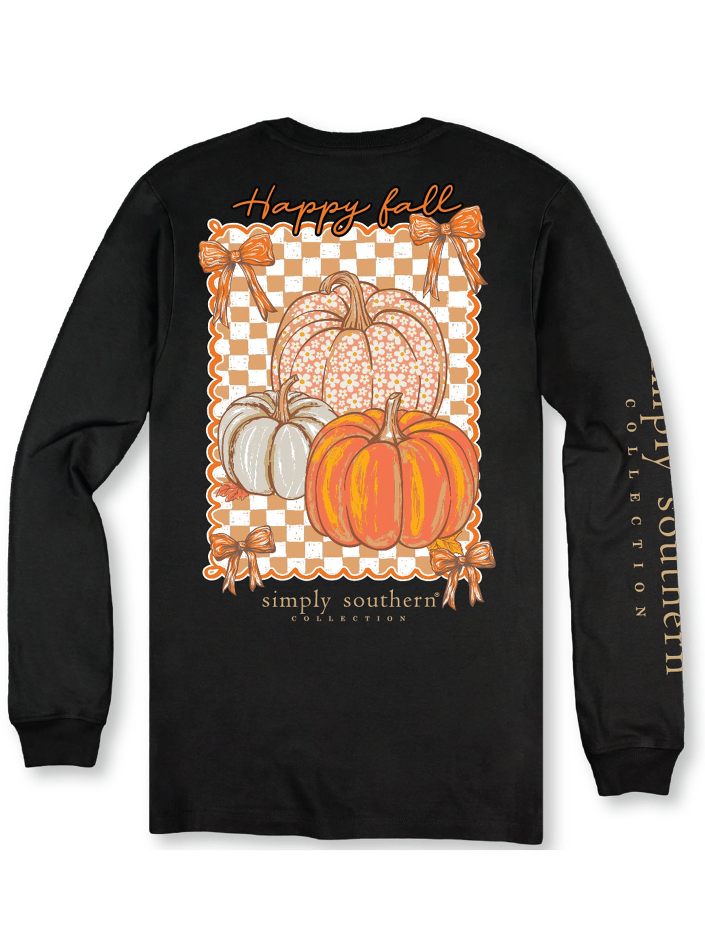 LS-HAPPYFALL-BLK Simply Southern Women's Happy Fall Long Sleeve T-Shirt Black 0