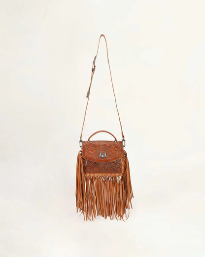 LW-SS25-013-CB Myra Loyal West Classic Flap Medium Tassle Bag Cowhide And Calfskin