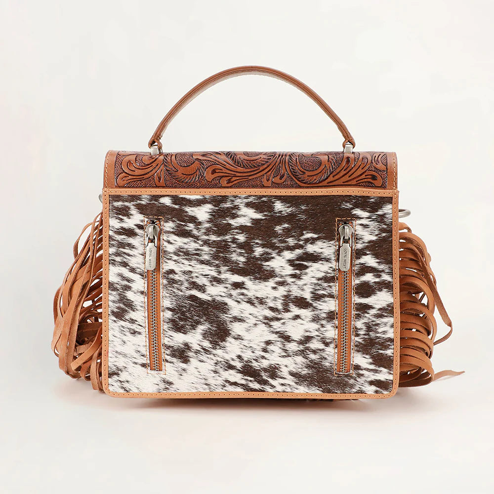 LW-SS25-013-CB Myra Loyal West Classic Flap Medium Tassle Bag Cowhide And Calfskin