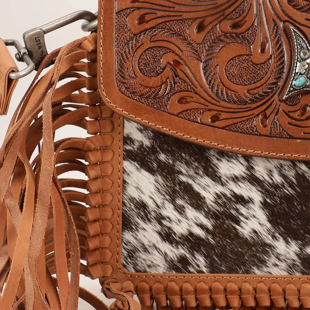 LW-SS25-013-CB Myra Loyal West Classic Flap Medium Tassle Bag Cowhide And Calfskin