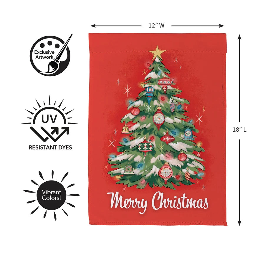 SX0WPKSGF126 Evergreen Heartfelt Cheer Christmas Tree Suede Garden Flag 0