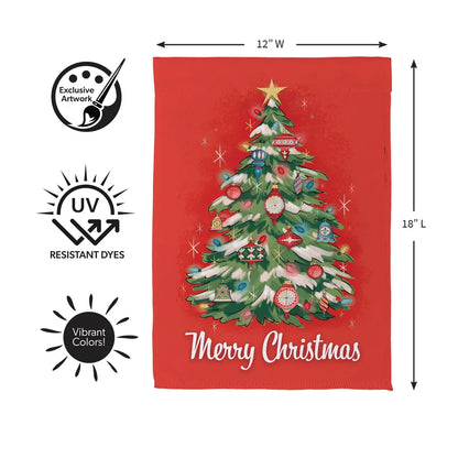 SX0WPKSGF126 Evergreen Heartfelt Cheer Christmas Tree Suede Garden Flag 0