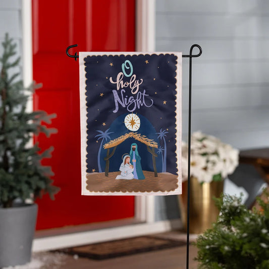 APZSFGF26 Evergreen O Holy Night Miracle Applique Garden Flag 0