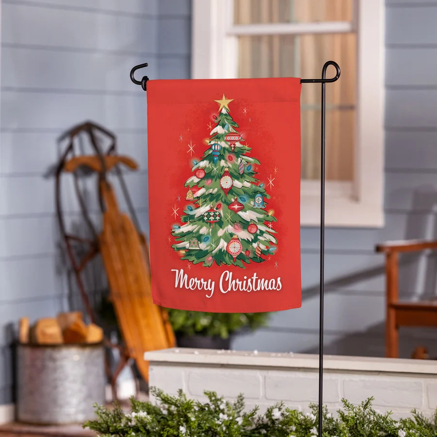 SX0WPKSGF126 Evergreen Heartfelt Cheer Christmas Tree Suede Garden Flag 0