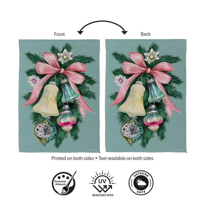 SXBMPGF26 Evergreen Pink Bow Bells Suede Garden Flag 0
