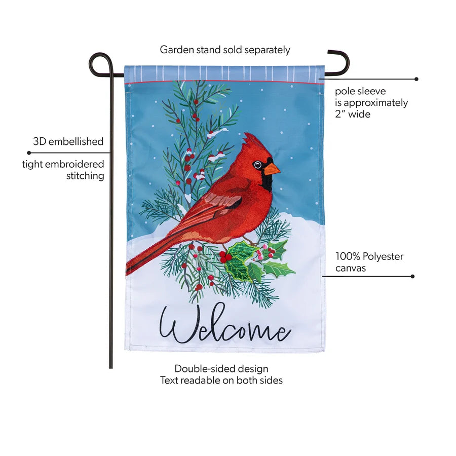 APCZBGF26 Evergreen Winter Night Cardinal Applique Garden Flag 0