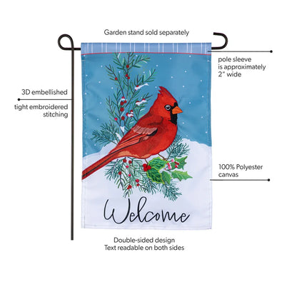 APCZBGF26 Evergreen Winter Night Cardinal Applique Garden Flag 0