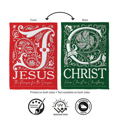 SX3BCHF26 JC For Christmas Front Back Suede Garden Flag 0