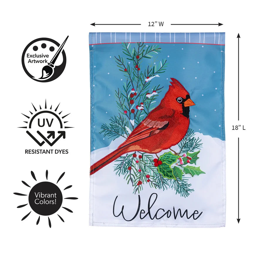 APCZBGF26 Evergreen Winter Night Cardinal Applique Garden Flag 0