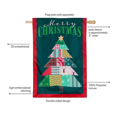 APJ8NGF26 Evergreen Quilted Christmas Tree Applique Flag 0