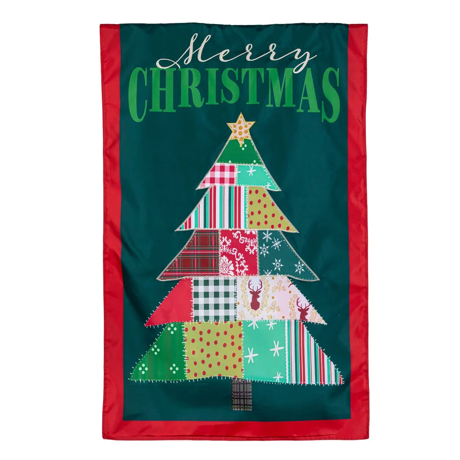 APJ8NGF26 Evergreen Quilted Christmas Tree Applique Flag 0