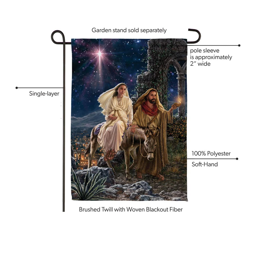SXY4BGF26 Evergreen Journey to Bethlehem Suede Garden Flag 0