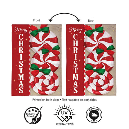 BFXKCGF26 Evergreen Peppermint Wishes Burlap Garden Flag 0
