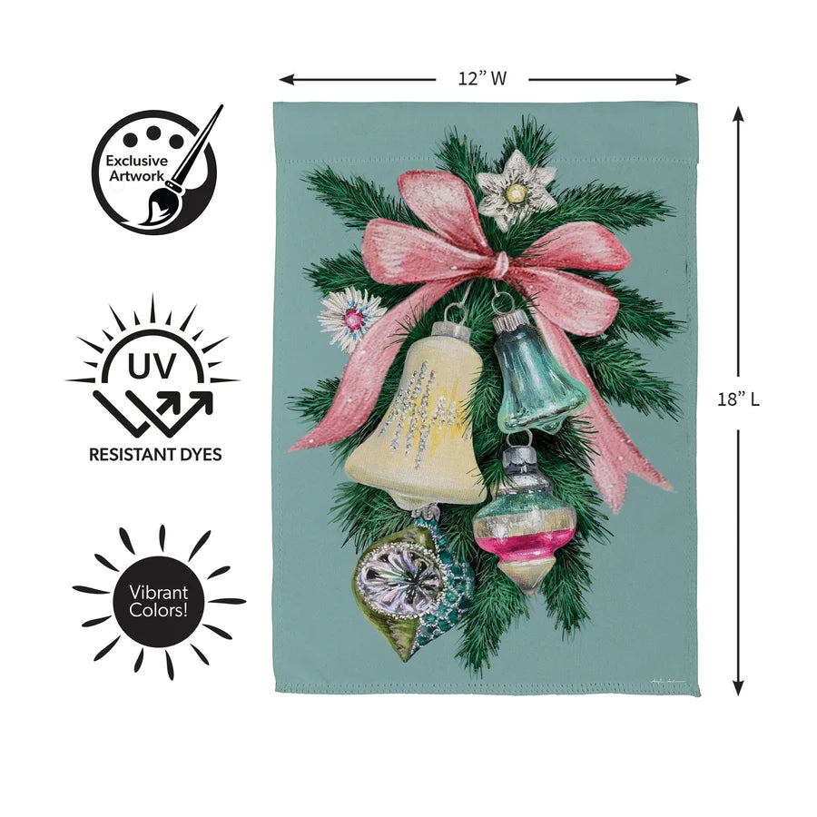 SXBMPGF26 Evergreen Pink Bow Bells Suede Garden Flag 0
