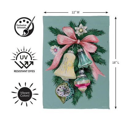 SXBMPGF26 Evergreen Pink Bow Bells Suede Garden Flag 0