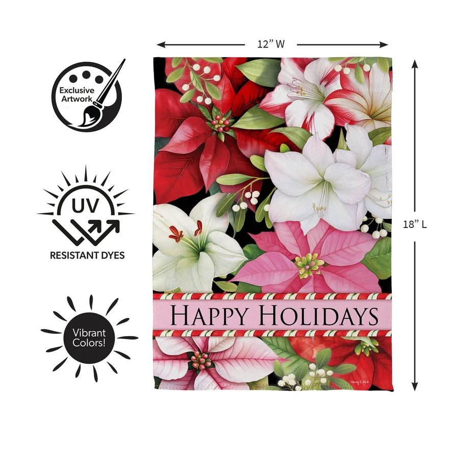 SXNS8GF26 Evergreen Blooming Winter Suede Garden Flag 0