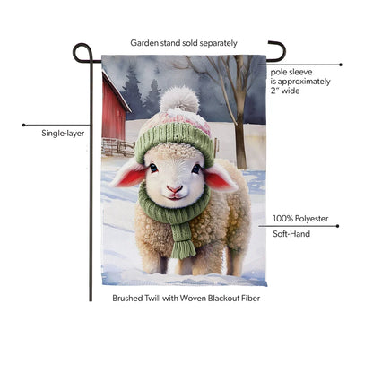SXQW9GF26 Evergreen Holly Homestead Winter Lamb Suede Garden Flag 0