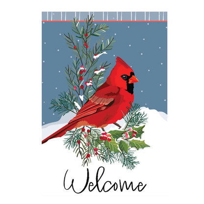 APCZBGF26 Evergreen Winter Night Cardinal Applique Garden Flag 0