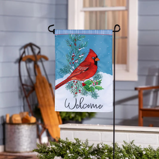 APCZBGF26 Evergreen Winter Night Cardinal Applique Garden Flag 0