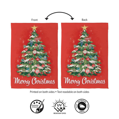 SX0WPKSGF126 Evergreen Heartfelt Cheer Christmas Tree Suede Garden Flag 0