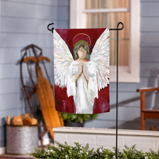 SXBPXGF26 Evergreen Praying Angel Suede Garden Flag 0