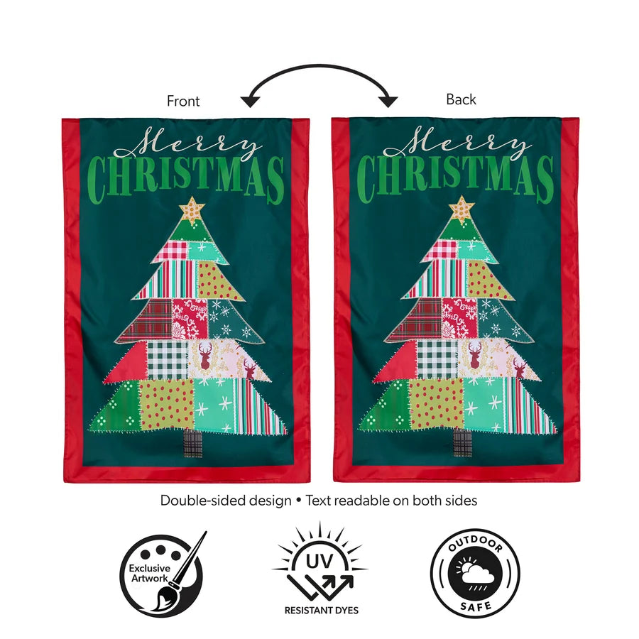 APJ8NGF26 Evergreen Quilted Christmas Tree Applique Flag 0