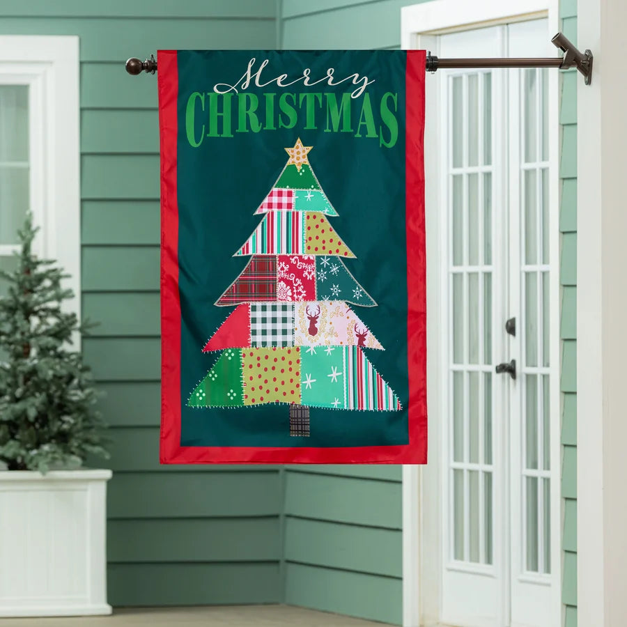 APJ8NGF26 Evergreen Quilted Christmas Tree Applique Flag 0