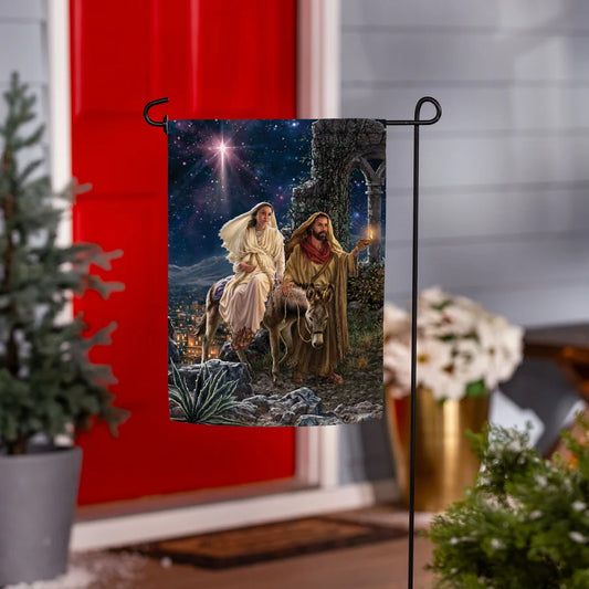 SXY4BGF26 Evergreen Journey to Bethlehem Suede Garden Flag 0