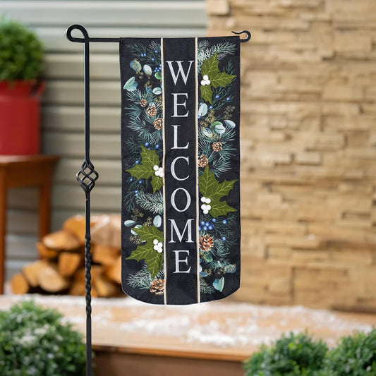BRT6REV26 Evergreen Winter Foliage Welcome Everlasting Impressions Flag 0