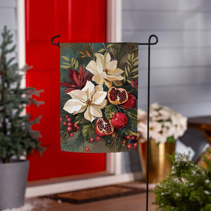 SXYP9GF26 Evergreen Magnolia Pomegranate Suede Garden Flag 0