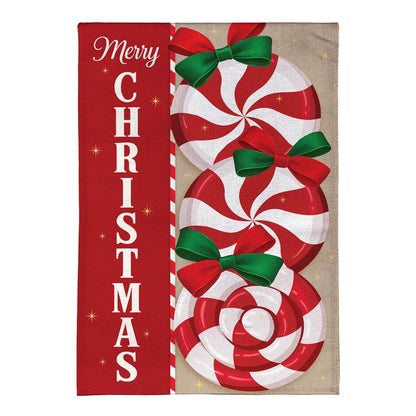 BFXKCGF26 Evergreen Peppermint Wishes Burlap Garden Flag 0