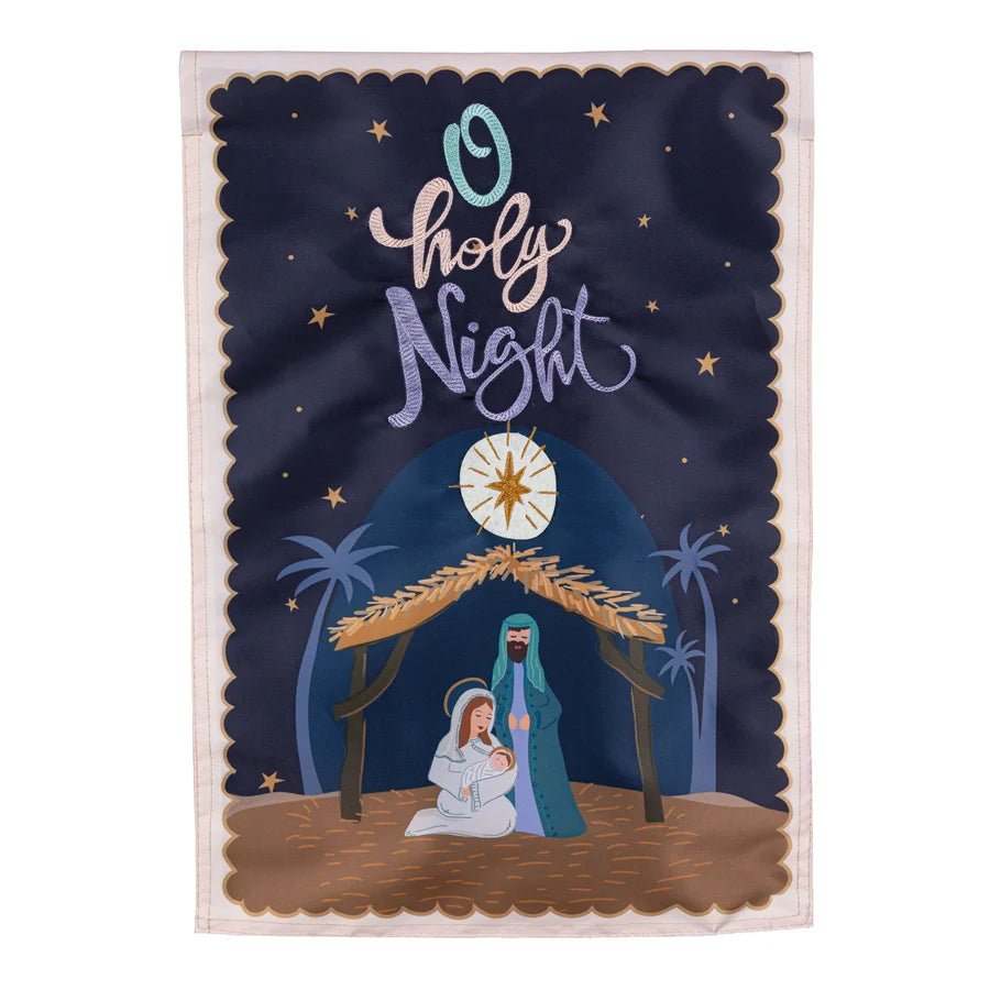 APT2FHF26 Evergreen O Holy Night Miracle Applique House Flag 0