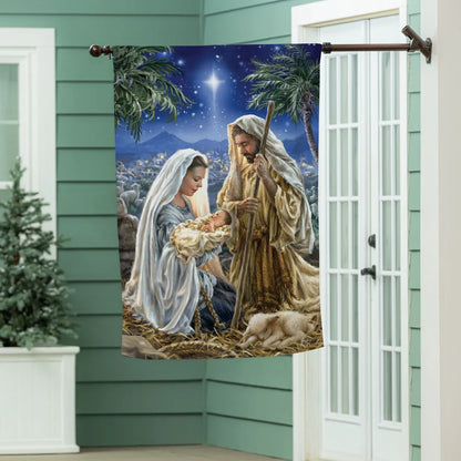 SXMSFHF26 Evergreen Christmas Miracle Suede House Flag 0
