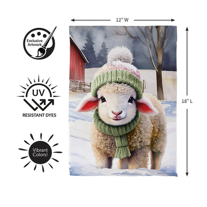 SXQW9GF26 Evergreen Holly Homestead Winter Lamb Suede Garden Flag 0