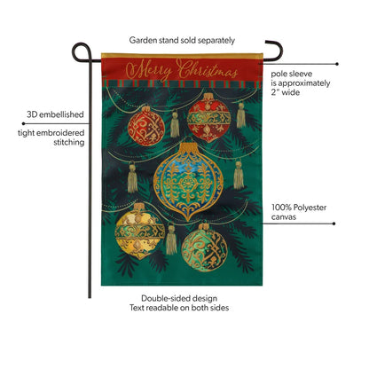 AP7CKGF26 Evergreen Merry Christmas Ornaments Applique Garden Flag 0