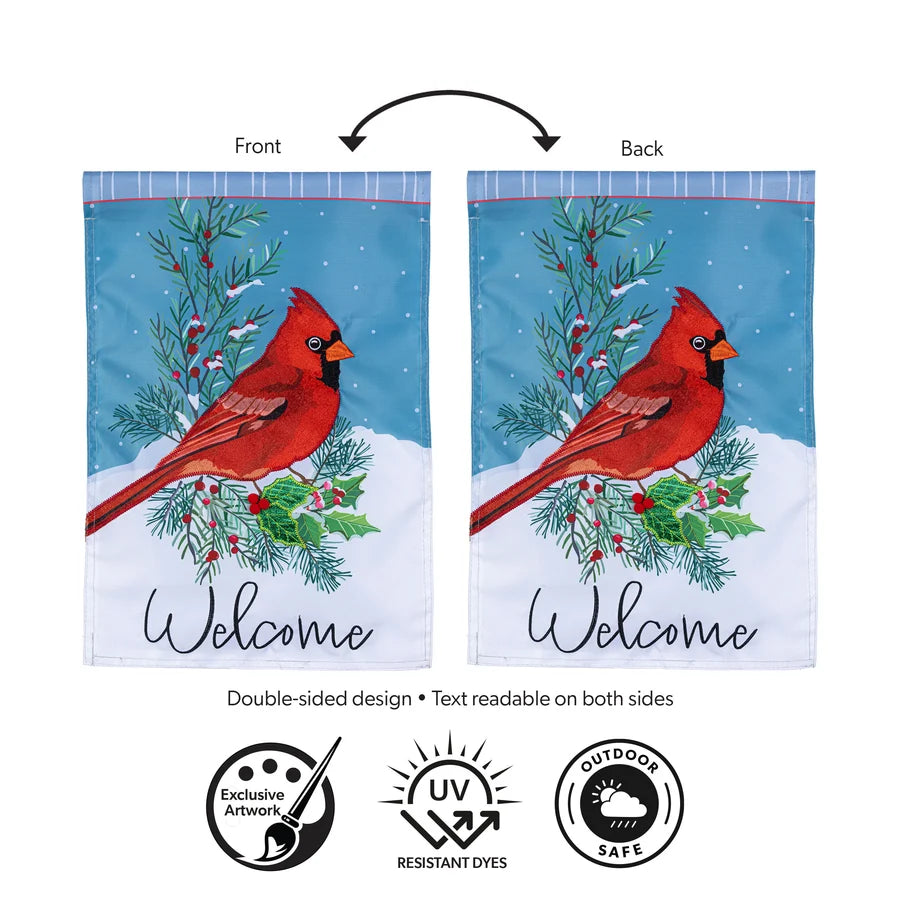 APCZBGF26 Evergreen Winter Night Cardinal Applique Garden Flag 0