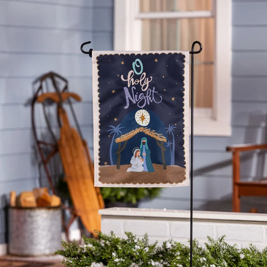APZSFGF26 Evergreen O Holy Night Miracle Applique Garden Flag 0