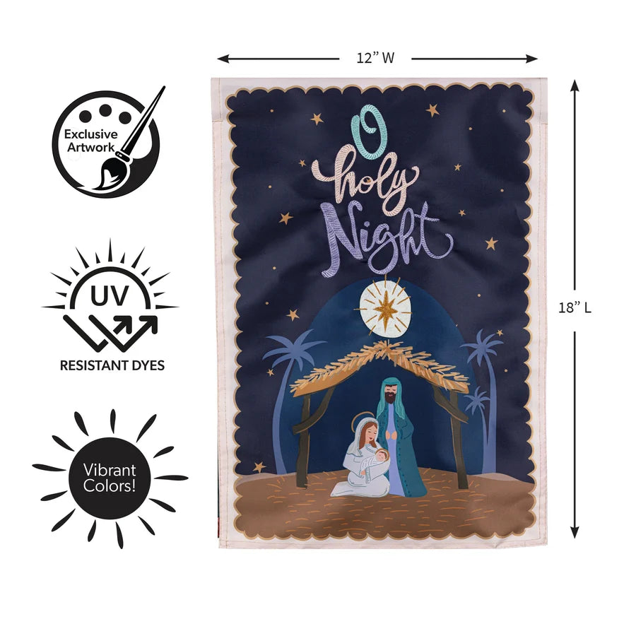 APZSFGF26 Evergreen O Holy Night Miracle Applique Garden Flag 0