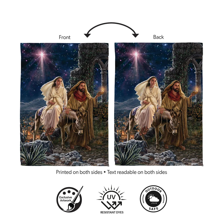SXY4BGF26 Evergreen Journey to Bethlehem Suede Garden Flag 0