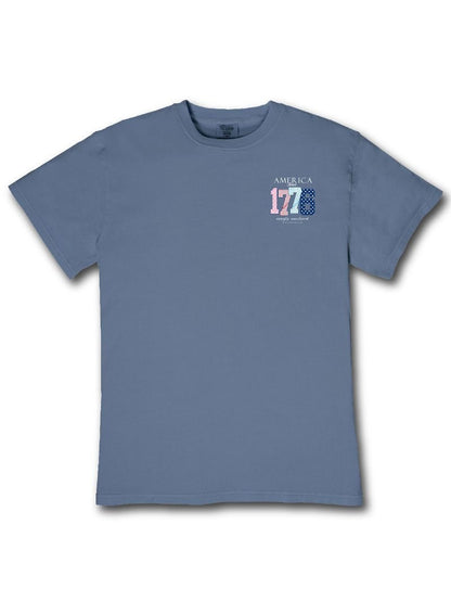 MINWASH-AMERICA-OVRCST Simply Southern "America since 1776" T-Shirt Blue
