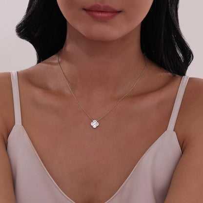 N0334MPG20 Lafonn Gold Plated .49CTW Simulated Diamond Halo Necklace in Mother of Pearl
