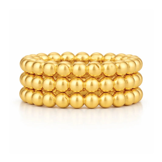 Ellie Vail Waterproof Gold-Plated Stainless-Steel Lucia Beaded Triple Ring Set