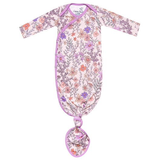 CP-KNGW-0181-NSZ Copper Pearl Flora Newborn Knotted Gown