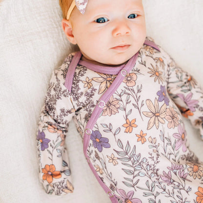 CP-KNGW-0181-NSZ Copper Pearl Flora Newborn Knotted Gown