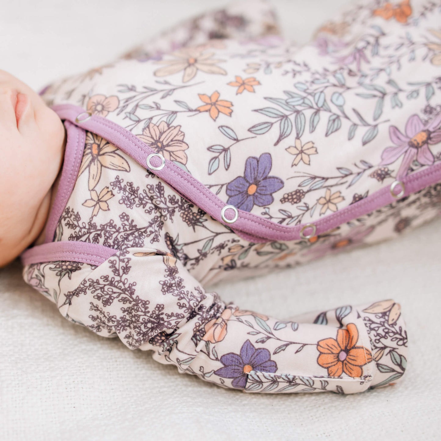 CP-KNGW-0181-NSZ Copper Pearl Flora Newborn Knotted Gown